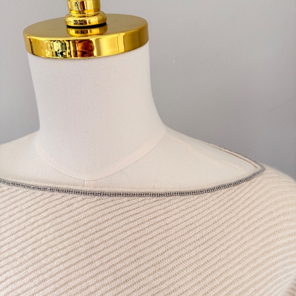 TSE x Saks Fifth Avenue Cashmere Jewel Sweater in White, Sz XL - Picture 5 of 12